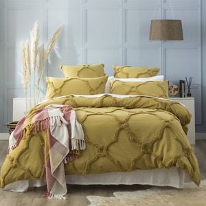 Renee Taylor Moroccan Chenille VT Washed Tufted Quilt Cover Set Queen Willow