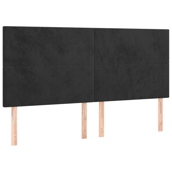 vidaXL Headboards Upholstered Wall Bed Header Bedroom 4 pcs Black 100 cm Velvet