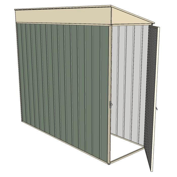 Build-a-Shed 0.8 x 2.3 x 2m Skillion Single Hinged End Door Shed - Green