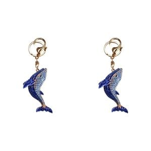2PK LVD Metal Whale Keyring Women's Accessory 7cm Blue