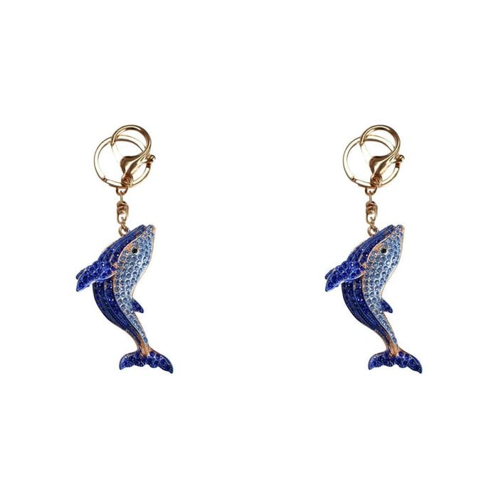 2PK LVD Metal Whale Keyring Women's Accessory 7cm Blue