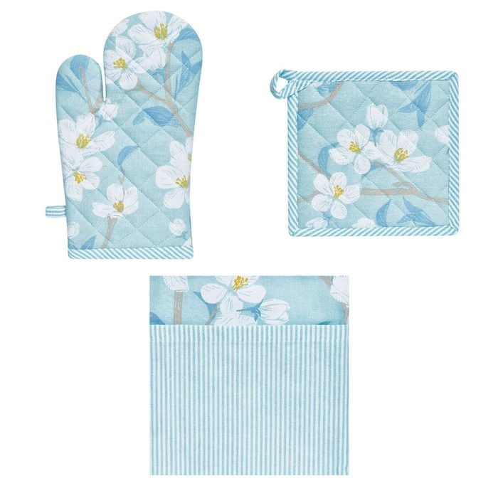 Bloomington Set of 3 Renee Cotton Cover Kitchen Textile Sky Blue