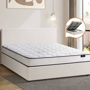 Oikiture Bed Frame Queen Size with Mattress UNO