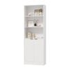 Oikiture Tall Bookcase Display Shelf 2 Door Adjustable Storage Cabinet White