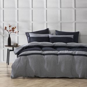 Dreamaker Herringbone 100% Cotton Quilt Cover Set Charcoal Grey Super King Bed