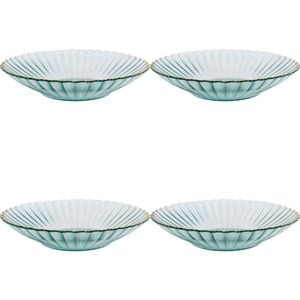 4PK LVD Glass Dish Decorative Home/Dining Tableware 19.5cm Mist/Gold