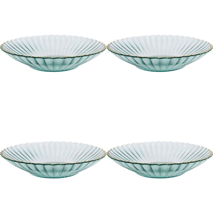 4PK LVD Glass Dish Decorative Home/Dining Tableware 19.5cm Mist/Gold
