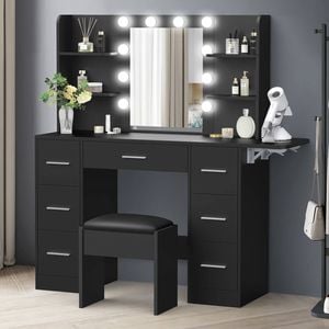 Alfordson Dressing Table Stool 7 Drawers Led