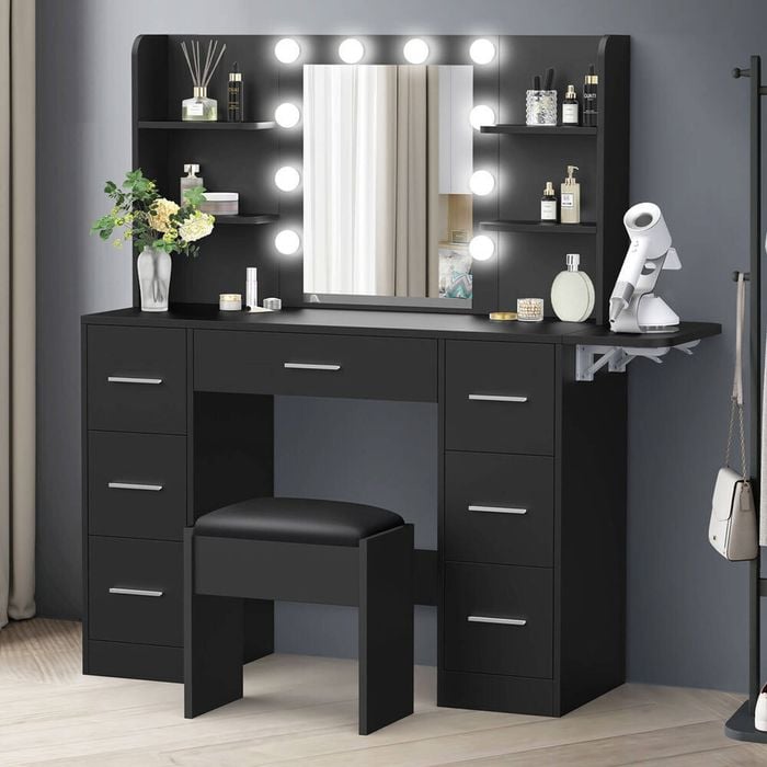 Alfordson Dressing Table Stool 7 Drawers Led