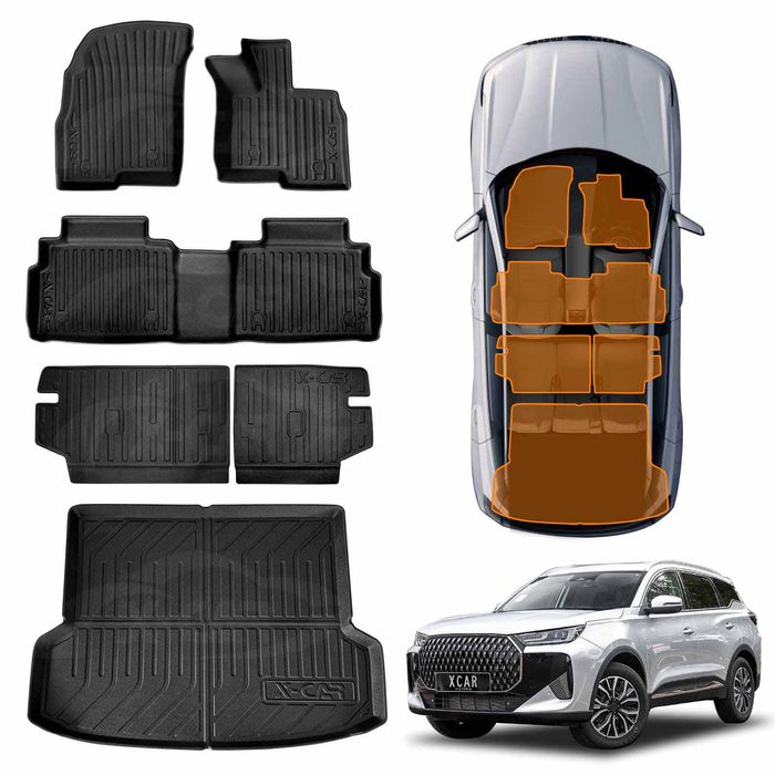 Floor Mats Boot Liner Set For Chery Tiggo 7 2025-onwards All Weather Heavy Duty Trunk Cargo Kick Back Seat Protector Cover