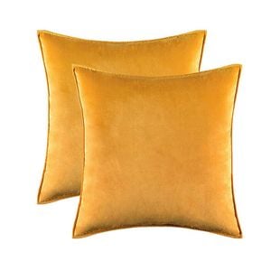 Catzon 2 Pcs Decorative Velvet Throw Pillow Covers Soild for Home Car 40X40cm-Gold Yellow