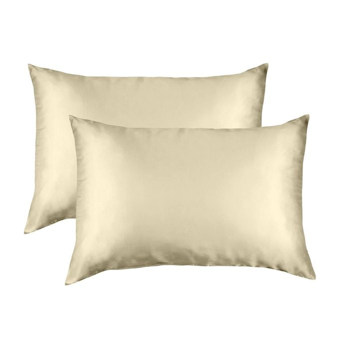 Royal Comfort Mulberry Soft Silk Pillowcase Twin Pack Champagne Standard