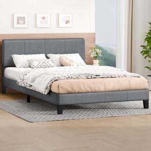 Alfordson Bed Frame King Size Mattress Base Platform Fabric Grey Linus