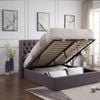 Bologna Premium Fabric Queen Bed Frame Grey Gaslift