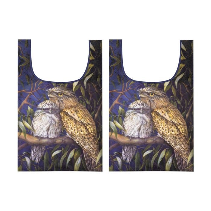 2x Ashdene Midnight Tawny Bird Reusable Shopping Bag Tote Animal Art