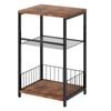 Levede 3 Tier Industrial Bedside Table Nightstand Brown
