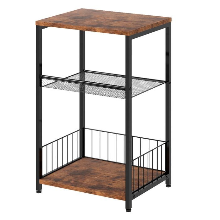 Levede 3 Tier Industrial Bedside Table Nightstand Brown