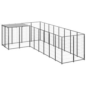 vidaXL Dog Kennel Black 6.05 m² Steel