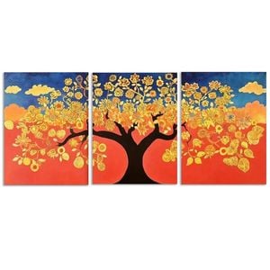 3pcs Vibrant Yellow Floral & Tree  Print 100% Australian Made 3 x 40x60cm (Metal Print)