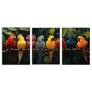 3pcs Featuring Seven Parrots Print 100% Australian Made 3 x 40x60cm (Metal Print)