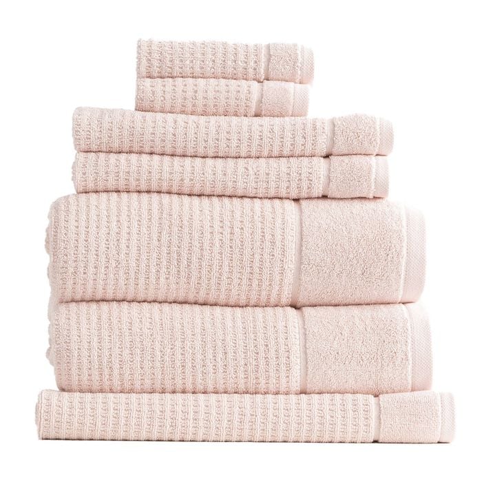7pc Renee Taylor Cambridge 650gsm Textured Bath/hand/face Towel Primrose