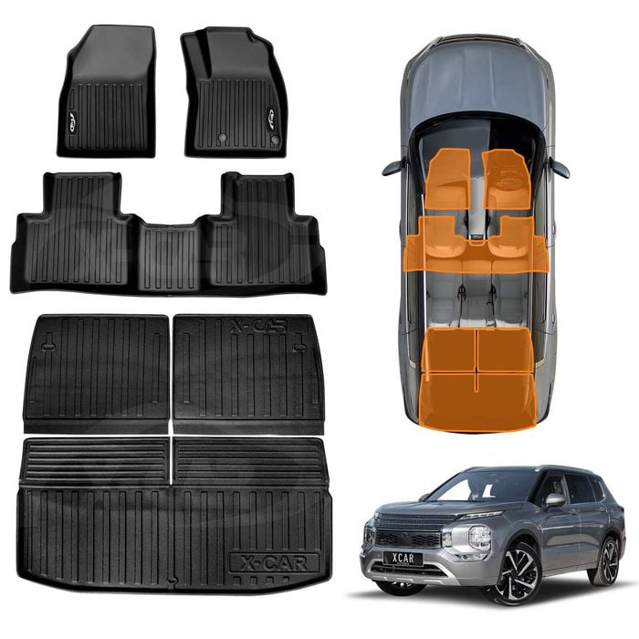 Floor Mats Boot Liner for Mitsubishi Outlander ZM 7 Seater 2021-Onwards Floor Liners Full Set Carpet