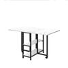 Luxsuite Folding Table Wooden Metal with Shelves Wheels