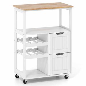Costway Rolling Kitchen Island Cart 2Tier Wine Rack Bar