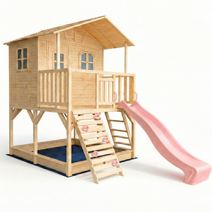 Hide & Seek Kids Marlie Cubby House With 2.2m Baby Pink Slide