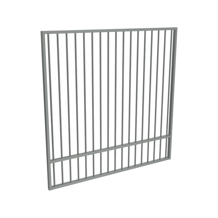 ProtectorAl 1201 - 1500mm x 1500mm Palladium Silver Aluminium Garden Gate Flat Top with Mid Rail