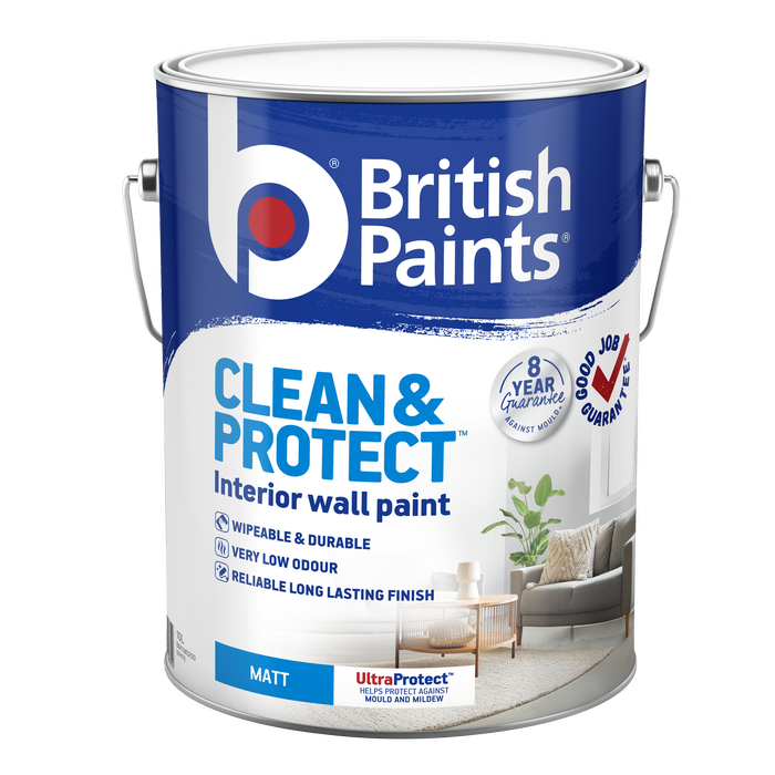 British Paints White Matt Clean and Protect Interior Paint - 10L