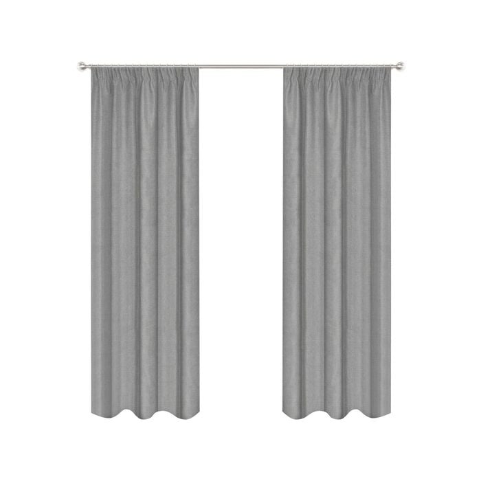 Smart Home Products 190cm-wide Steel Hamilton Pencil Pleat Blockout Curtain - 2 Pack - 250-325 x 220cm
