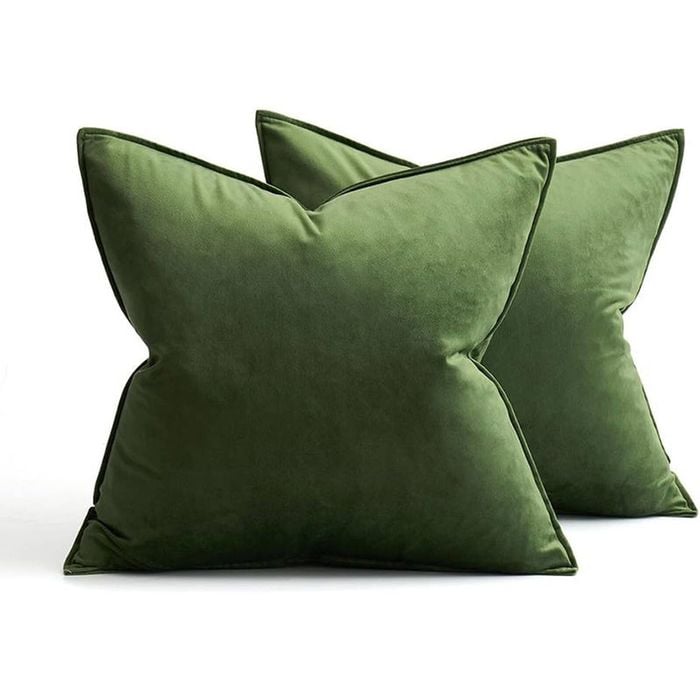 Catzon 2 Pcs Decorative Velvet Throw Pillow Covers Soild for Home Car 50X50cm-Apple Green