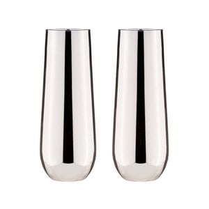 Tempa Aurora Set of 2 Stemless Champagne Glasses Silver