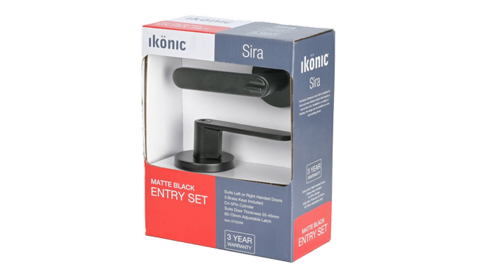 Ikonic Black Matte Sira Entrance Lever Set