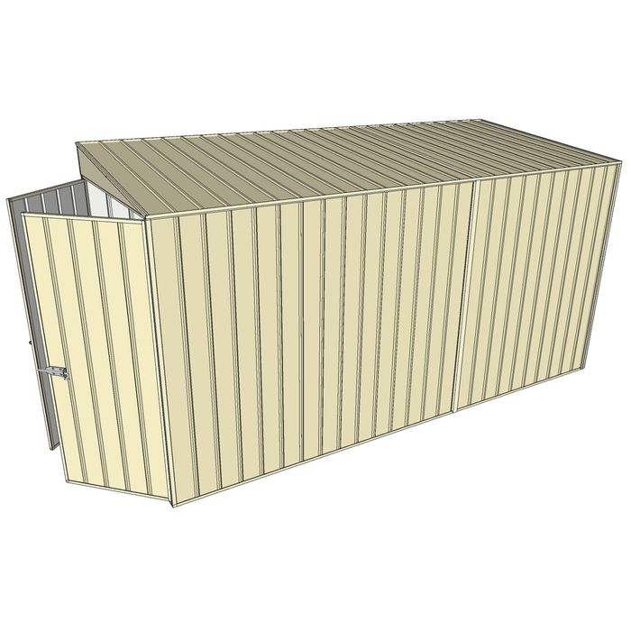 Build-a-Shed 1.5 x 3.7 x 2m Double Hinged Door Skillion Shed - Cream