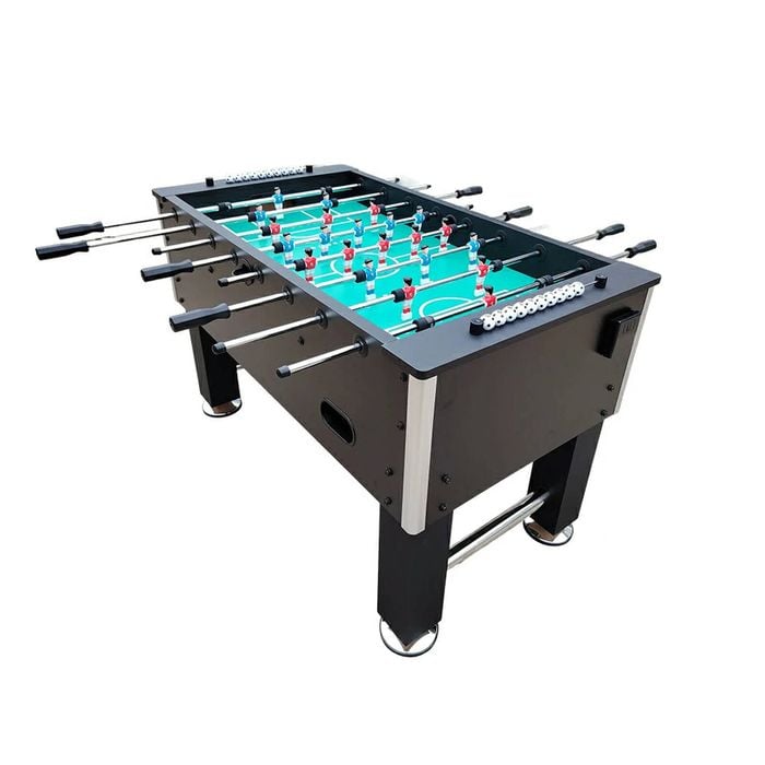 Leaf Living Kicksy 5ft Foosball Table - Sturdy Build, 8-rod Design With Cup Holders - Black