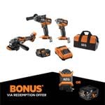 AEG 18V Brushless 3-Piece 5.0Ah Force Kit