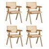 Oikiture 4x Dining Chairs Rattan Chair Wooden Accent Chair Natural