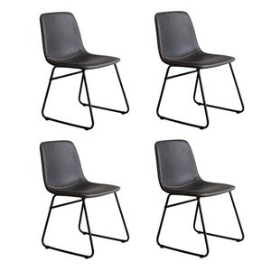 Levede 4pcs Vintage-Style PU Leather Dining Chairs - Black
