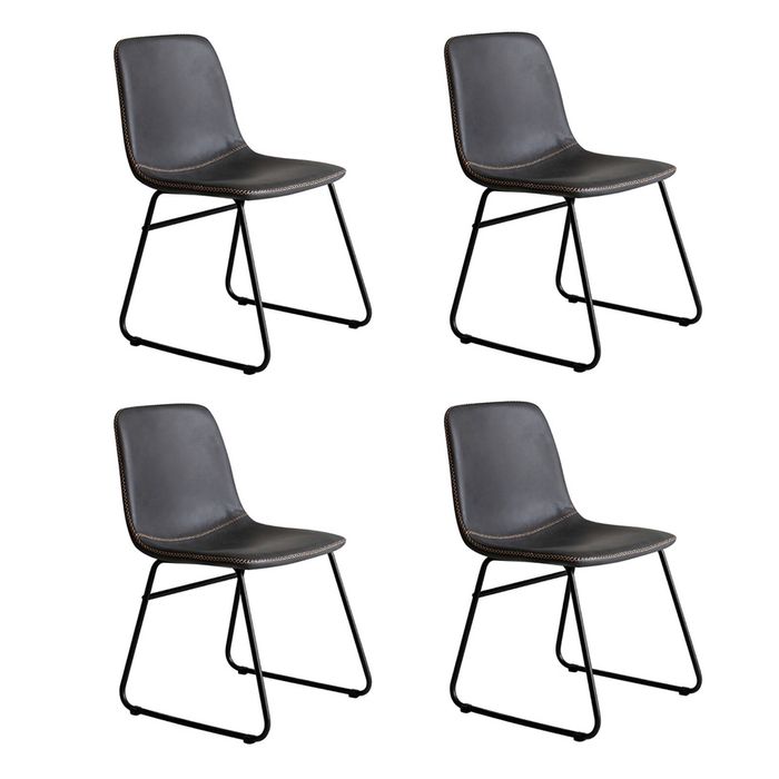 Levede 4pcs Vintage-Style PU Leather Dining Chairs - Black