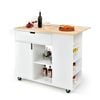 Costway Large Kitchen Island Trolley W/drop Leaf Countertop White