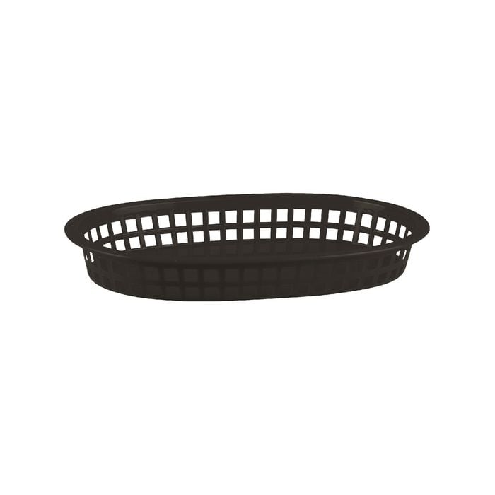 Plastic Oval Bread Baskets Large 27 x 18cm Set of 12 Black