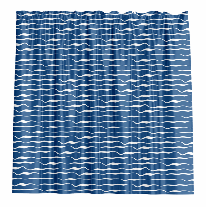 Barelli 180 x 180cm Blue Textured Waves Polyester Shower Curtain
