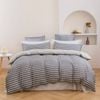 Dreamaker Miller Stripe 100% Cotton Reversible Quilt Cover Set Double Bed Grey