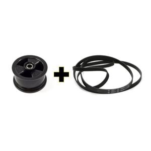 Dryer Pulley Idler & Drive Belt Set 0197300040+0198300011. Suits Electrolux, Simpson