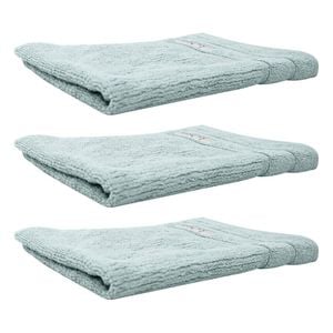 3x Bas Phillips Cairo Ribbed Collection Cotton Hand Towel 60x40cm Aqua Ice