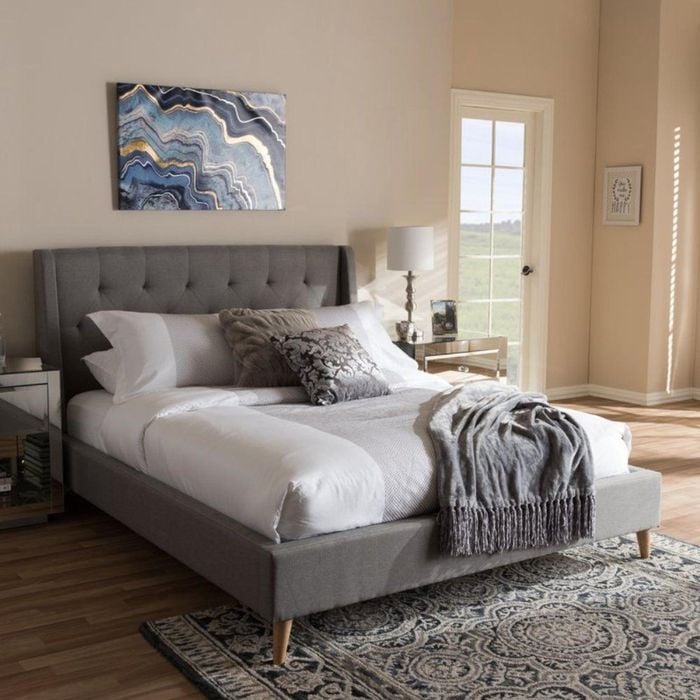 Istyle Perone Double Bed Frame Fabric Grey