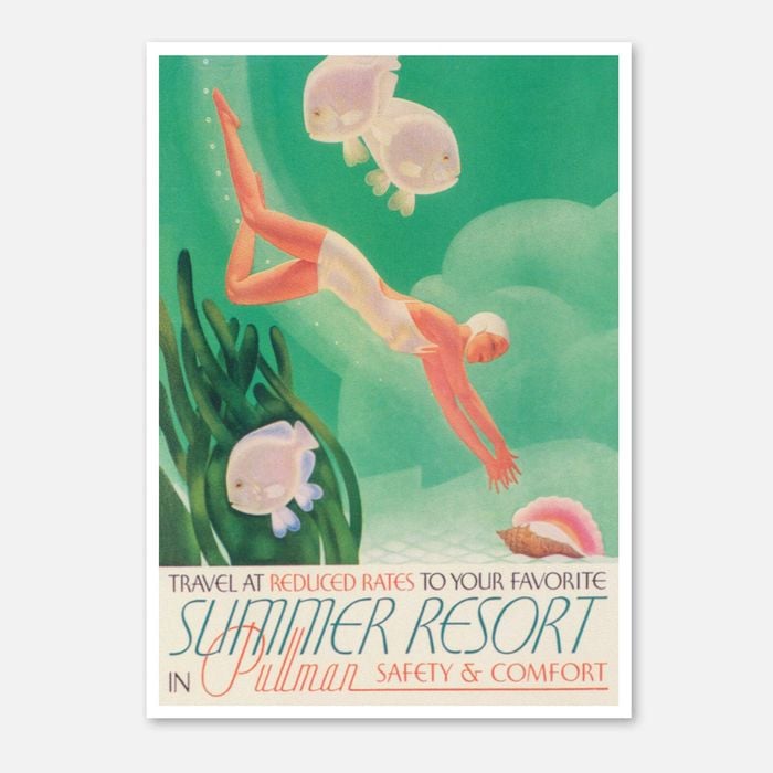 Galrie Charming Vintage Underwater Adventure Travel Poster Art Print for Summer Resorts, Poster Only, 70 x 100cm (28 x 40inch)