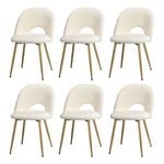 Oikiture 6PCS Dining Chairs Sherpa Golden White